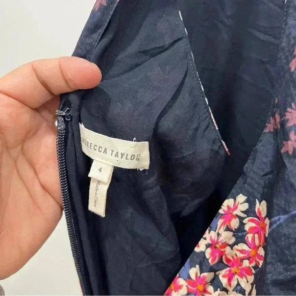 Rebecca Taylor Silk Cherry Blossom Navy Romper 4 - Picture 6 of 13